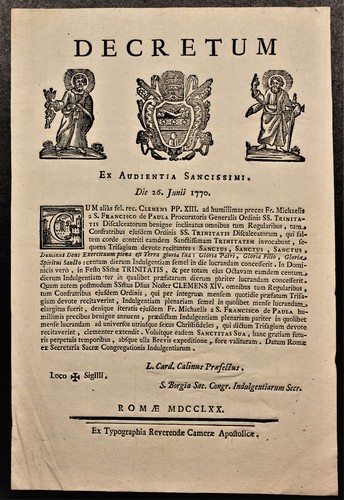 Documento decreto del 1770 - del,