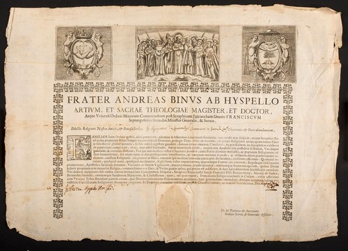 Antico documento 1600 frati - antico,