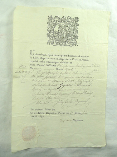 Antico documento battistero - documento,