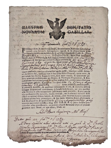 Antico documento borbonico - documento,